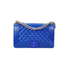 Chanel Old Medium Patent Blue Boy Bag