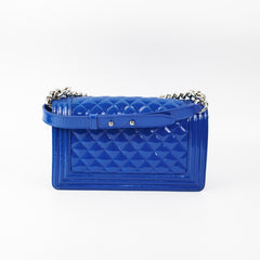 Chanel Old Medium Patent Blue Boy Bag