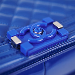 Chanel Old Medium Patent Blue Boy Bag