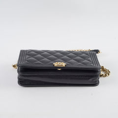 Chanel Boy Wallet on Chain Caviar WOC Black GHW