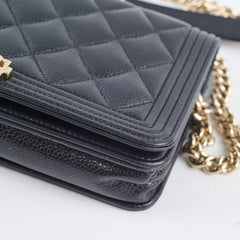 Chanel Boy Wallet on Chain Caviar WOC Black GHW