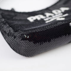 Prada Re-Edition Sequin Black Shoulder Bag