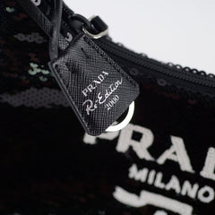 Prada Re-Edition Sequin Black Shoulder Bag