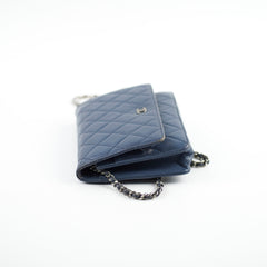 Chanel Wallet On Chain WOC Blue Lambskin Crossbody Bag