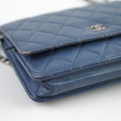 Chanel Wallet On Chain WOC Blue Lambskin Crossbody Bag