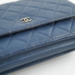Chanel Wallet On Chain WOC Blue Lambskin Crossbody Bag