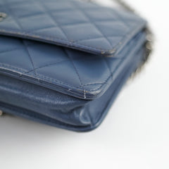 Chanel Wallet On Chain WOC Blue Lambskin Crossbody Bag