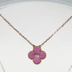 Hold for Rosie Van Cleef & Arpels Vintage Alhambra Rhodonite Holiday 2021 Diamond Necklace