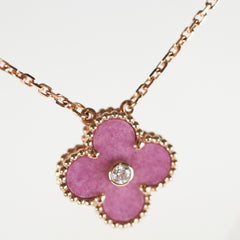 Hold for Rosie Van Cleef & Arpels Vintage Alhambra Rhodonite Holiday 2021 Diamond Necklace