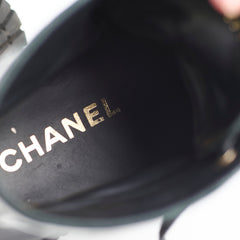 Chanel Calfskin Cap Toe Lace Up Boots Black Size 40.5C