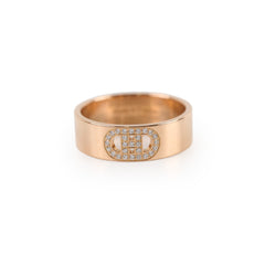 Hermes H'Ancre Diamond Ring Rose Gold Size 50