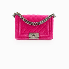 Chanel Small Boy Pink Velvet