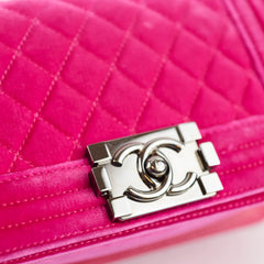 Chanel Small Boy Pink Velvet