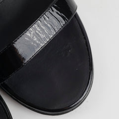 Chanel Patent Quilted Turnlock Sandals Black/Gold Size 40.5C