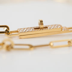 Hermes Collier Cravate Kelly Diamond Chaine PM Lariat Necklace