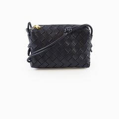 Bottega Veneta Mini Loop Navy Intrecciato leather
