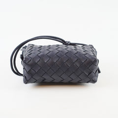 Bottega Veneta Mini Loop Navy Intrecciato leather
