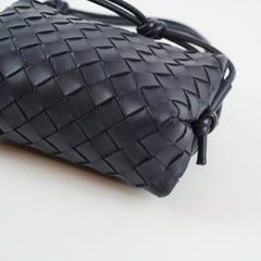 Bottega Veneta Mini Loop Navy Intrecciato leather