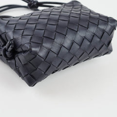 Bottega Veneta Mini Loop Navy Intrecciato leather