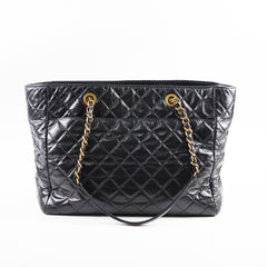 Chanel Shiny Large Front Pocket Calfskin Tote Black