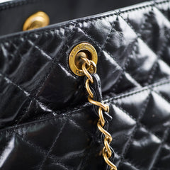Chanel Shiny Large Front Pocket Calfskin Tote Black