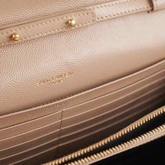 Saint Laurent Classic Cassandre Chain Wallet on Chain WOC Dark Beige