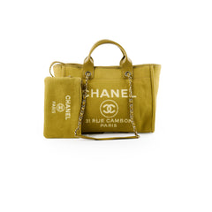 Chanel Deauville Small Green/Gold Tote