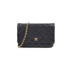 Chanel Caviar Wallet on Chain WOC Black GHW