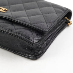 Chanel Caviar Wallet on Chain WOC Black GHW