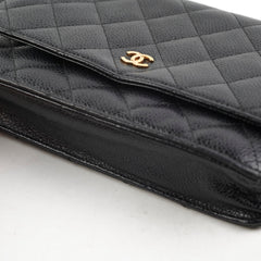 Chanel Caviar Wallet on Chain WOC Black GHW