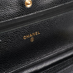 Chanel Caviar Wallet on Chain WOC Black GHW