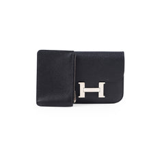 Hermes Constance Slim Wallet Black Epsom Palladium HW U Stamp