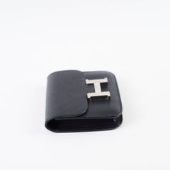 Hermes Constance Slim Wallet Black Epsom Palladium HW U Stamp