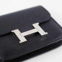 Hermes Constance Slim Wallet Black Epsom Palladium HW U Stamp