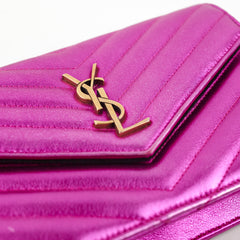 Saint Laurent Envelope Wallet On Chain WOC Metallic Pink