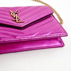 Saint Laurent Envelope Wallet On Chain WOC Metallic Pink