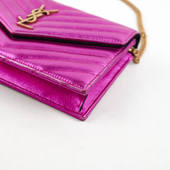 Saint Laurent Envelope Wallet On Chain WOC Metallic Pink