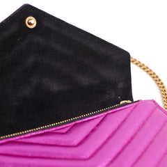 Saint Laurent Envelope Wallet On Chain WOC Metallic Pink