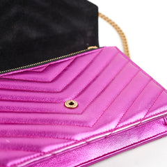 Saint Laurent Envelope Wallet On Chain WOC Metallic Pink