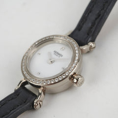 Hermes Faubourg Mini 15mm Watch Navy with 18k White Gold Diamonds