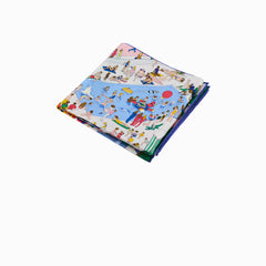 Hermès On The Beach 90cm Silk Square Scarf Rose/Vert/Rouge