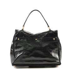 Saint Laurent Black Large Patent/Suede Top Handle Bag