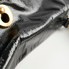 Saint Laurent Black Large Patent/Suede Top Handle Bag
