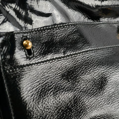Saint Laurent Black Large Patent/Suede Top Handle Bag