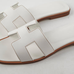Hermes Oran Sandals White Size 39