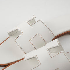 Hermes Oran Sandals White Size 39