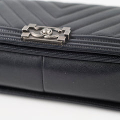 Chanel Old Medium Boy Chevron in Caviar Black