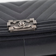 Chanel Old Medium Boy Chevron in Caviar Black