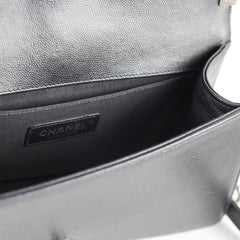 Chanel Old Medium Boy Chevron in Caviar Black