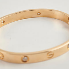 Cartier Love Bracelet 4 Diamonds Yellow Gold Bracelet Size 16